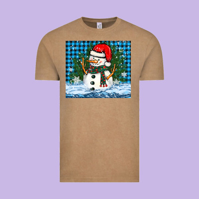 Snowy Christmas Snowman Vintage Tee Designed By Barkaloodesign