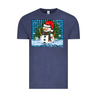 Vintage Denim snowy christmas snowman Vintage Tee - BarkalooDesign