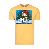 Vintage Mustard snowy christmas snowman Vintage Tee - BarkalooDesign