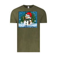 Vintage Olive snowy christmas snowman Vintage Tee - BarkalooDesign
