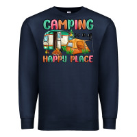 Navy camping is my happy place Premium Sweatshirt - MaliasSmallBusiness