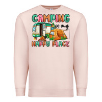 Pale Pink camping is my happy place Premium Sweatshirt - MaliasSmallBusiness