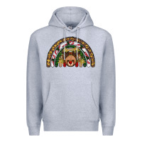 Heather Grey reindeer rainbow christmas Premium Hoodie - AdoDesignShop