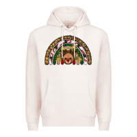 Pale Pink reindeer rainbow christmas Premium Hoodie - AdoDesignShop