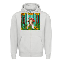 Dove Grey goat with sunflower and cactus Zipper Hoodie - Artiststas