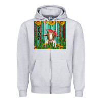 Heather Grey goat with sunflower and cactus Zipper Hoodie - Artiststas