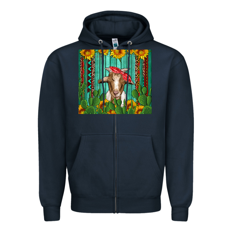 Goat With Sunflower And Cactus Zipper Hoodie by Artiststas | Teevron