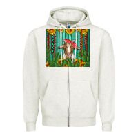 Oatmeal Heather goat with sunflower and cactus Zipper Hoodie - Artiststas