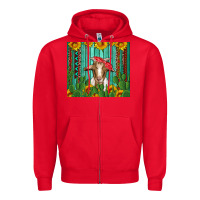 Red goat with sunflower and cactus Zipper Hoodie - Artiststas
