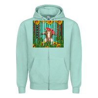 Seafoam goat with sunflower and cactus Zipper Hoodie - Artiststas