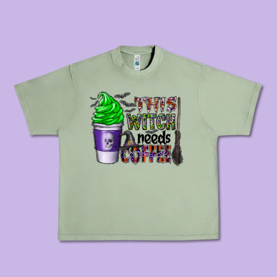 This Witch Needs Coffee Urban Heavy Tee Designed By Cowhidedigitalart