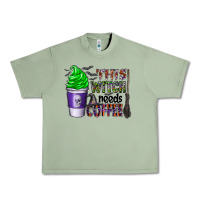 Oil Green this witch needs coffee Urban Heavy Tee - CowhideDigitalArt