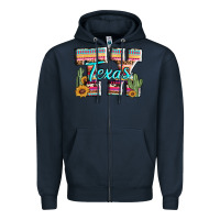 Navy texas tx aztec cactus leopard Zipper Hoodie - AdoDesignShop