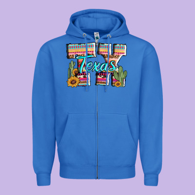 Texas Tx Aztec Cactus Leopard Zipper Hoodie Designed By Adodesignshop