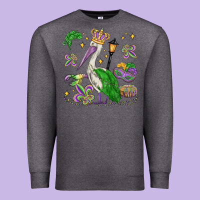 Mardi Gras Pelican Premium Sweatshirt Designed By Maliassmallbusiness