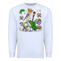 White mardi gras pelican Premium Sweatshirt - MaliasSmallBusiness