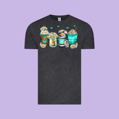 Daisy Coffee Cups Vintage Tee Designed By Zillion Design Studio