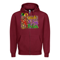 Burgundy mardi gras vibes crawfish mask and fleur de lis Zipper Hoodie - Artiststas