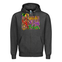 Charcoal Heather mardi gras vibes crawfish mask and fleur de lis Zipper Hoodie - Artiststas