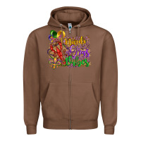 Chestnut mardi gras vibes crawfish mask and fleur de lis Zipper Hoodie - Artiststas