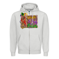 Dove Grey mardi gras vibes crawfish mask and fleur de lis Zipper Hoodie - Artiststas