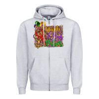Heather Grey mardi gras vibes crawfish mask and fleur de lis Zipper Hoodie - Artiststas
