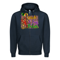Navy mardi gras vibes crawfish mask and fleur de lis Zipper Hoodie - Artiststas