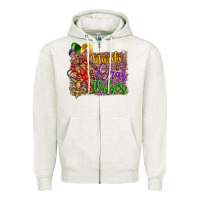 Mardi Gras Vibes Crawfish Mask And Fleur De Lis Zipper Hoodie | Teevron