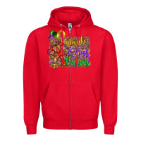 Red mardi gras vibes crawfish mask and fleur de lis Zipper Hoodie - Artiststas