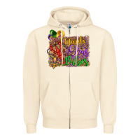 Sandshell mardi gras vibes crawfish mask and fleur de lis Zipper Hoodie - Artiststas