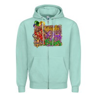 Seafoam mardi gras vibes crawfish mask and fleur de lis Zipper Hoodie - Artiststas