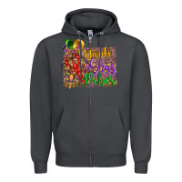 Smoke mardi gras vibes crawfish mask and fleur de lis Zipper Hoodie - Artiststas