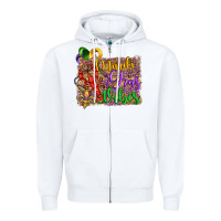 White mardi gras vibes crawfish mask and fleur de lis Zipper Hoodie - Artiststas