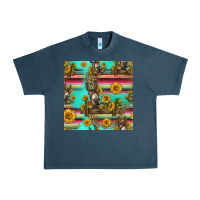 Midnight Navy sunflowers donkey seamless pattern Urban Heavy Tee - HRA Design Shop