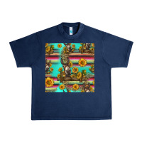 Navy sunflowers donkey seamless pattern Urban Heavy Tee - HRA Design Shop