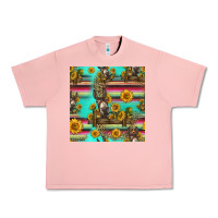 Salmon sunflowers donkey seamless pattern Urban Heavy Tee - HRA Design Shop