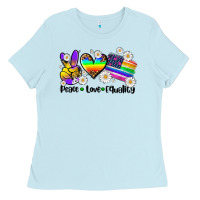 Baby Blue peace love  equality Ladies Tee - AdoDesignShop