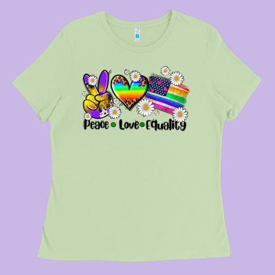 Peace Love  Equality Ladies Tee Designed By Adodesignshop