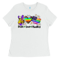 White peace love  equality Ladies Tee - AdoDesignShop