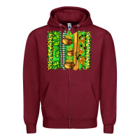 Burgundy st patricks gnomes and cloves with leopard  brushstrokes Zipper Hoodie - Artiststas