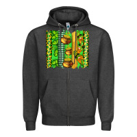 Charcoal Heather st patricks gnomes and cloves with leopard  brushstrokes Zipper Hoodie - Artiststas