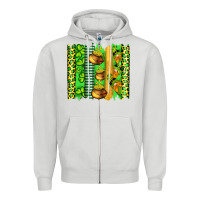 Dove Grey st patricks gnomes and cloves with leopard  brushstrokes Zipper Hoodie - Artiststas
