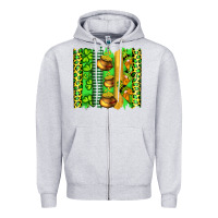 Heather Grey st patricks gnomes and cloves with leopard  brushstrokes Zipper Hoodie - Artiststas