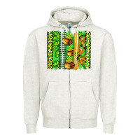 Oatmeal Heather st patricks gnomes and cloves with leopard  brushstrokes Zipper Hoodie - Artiststas
