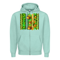 Seafoam st patricks gnomes and cloves with leopard  brushstrokes Zipper Hoodie - Artiststas