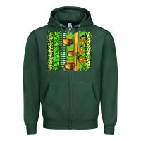 Sports Green st patricks gnomes and cloves with leopard  brushstrokes Zipper Hoodie - Artiststas