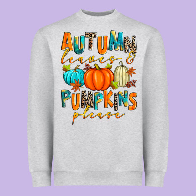 Autumn Leaves And Pumpkins Please Heavyweight Sweatshirt Designed By Zillion Design Studio