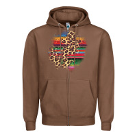 Chestnut serape leopard patch Zipper Hoodie - AdoDesignShop