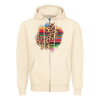Sandshell serape leopard patch Zipper Hoodie - AdoDesignShop