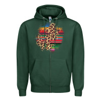 Sports Green serape leopard patch Zipper Hoodie - AdoDesignShop